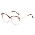 Retro square sunglasses with tea pink gradient frame and sleek gold metal temples - Tea Pink Tortoiseshell Frame Clear Lens