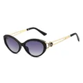 Cat-Eye-Sonnenbrille mit schwarzem Rahmen, grauen Verlaufsgläsern und Metallbügeln - Schwarzer Rahmen Grauer Verlaufsglas