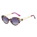 Cat-Eye Sonnenbrille mit lila Leopardenmuster Rahmen und grauen Verlaufsgläsern - Lila Leopardenrahmen Verlaufs-Graue Gläser