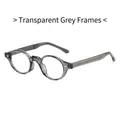 Retro round TR90 blue light blocking glasses in transparent grey with metal core temples - Transparent Grey