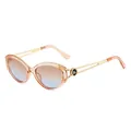 Cat eye sunglasses with transparent tea frame, tea blue gradient lenses and gold temples - Translucent Tea Frame Tea-Blue Lens