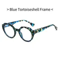 Occhiali da sole rotondi alla moda con montatura a tartaruga blu unica per donne trendy - Montatura Tartarugata Blu