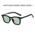 Retro matte black sunglasses with green lenses and silver rivet detailing - Matte Black Frame Green Lens