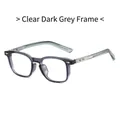 Transparent dark gray TR90 glasses frame with silver rivets and metal core temples - Transparent Dark Gray