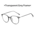 Minimalistische transparente graue Blaulichtfilterbrille mit gestreiften Metallscharnieren - Transparentes Grau