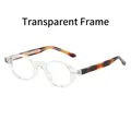 Retro round TR90 eyeglasses with transparent frame and tortoiseshell textured temples - Transparent Frame (Tortoiseshell Temples)