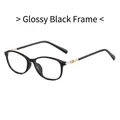 Retro shiny black full-frame eyeglasses with rose gold carved metal temples - Glossy Black Frame