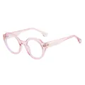 Fashionable round sunglasses with transparent pink frame and trendy resin design - Transparent Pink