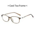 Fashionable tea-colored transparent frame glasses with minimalist resin and metal hinge - Cold Tea Frame