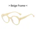 Retro round beige frames with subtle blue light blocking lenses and a thick rim design - Beige Frame