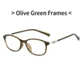 Vintage olive green translucent glasses frames with silver metal hinges and oval design - Olive Green Frame