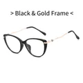 Montatura per occhiali cat-eye trendy in nero e oro con aste in metallo a onde decorate - Montatura Oro Nero