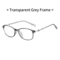 Modern minimalist glasses frame in transparent grey with stylish silver metal accents - Transparent Grey
