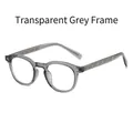 Minimalist round TR90 glasses frames in transparent grey with metal core temples - Transparent Grey