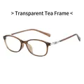 Retro transparent tea frame optical glasses with stylish metal hollow temple detail - Transparent Tea