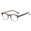 Retro round frame glasses with grey pink gradient TR90 material for women - Gray and Pink Frame
