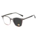 Square grey pink photochromic sunglasses with black-grey lenses in 2-in-1 design - Grey Pink Frame Grey Lenses