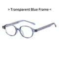 Occhiali retrò con montatura rotonda blu trasparente in materiale TR90 con anima in metallo - Blu Trasparente
