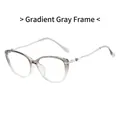 Cat-eye anti-blue light glasses with gradient grey frame and silver wavy metal temples - Gradient Grey Frame