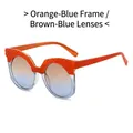 Cat-eye sunglasses with orange and blue frame and tea-blue gradient lenses - Orange Blue Frame Tea Blue Lenses