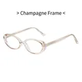 Champagne transparent oval cat-eye glasses frame with visible metal core and spring hinge - Champagne Frame