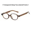 Retro TR90 round frame eyeglasses in translucent dark tea finish with silver rivets - Transparent Dark Tea Frame