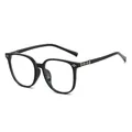 Montatura quadrata nera lucida oversize con decorazioni a croce e lenti anti luce blu - Montatura nero lucido