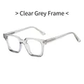 Square transparent grey eyeglasses frame with blue light blocking lenses for women - Transparent Grey