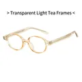 Retro round TR90 glasses frames in transparent tea brown finish for a stylish look - Transparent Light Tea Frame