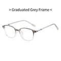 Fashionable gradient gray frame eyewear with stainless steel temples and floral detail - Gradient Grey Frame