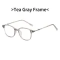 Stylish tea grey semi-transparent full frame glasses with silver floral metal accents - Tea Grey Frame
