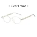 Minimalist transparent round frame TR90 glasses with visible silver metal temple core - Transparent Frame