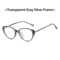 Occhiali alla moda con montatura in metallo grigio trasparente e argento anti-luce blu - Montatura Grigio Trasparente Argento