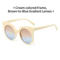 Off-white sunglasses with diamond texture frame and tea-blue gradient lenses - Beige Frame Brown Blue Lens