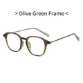 Stylish olive green semi-transparent polygon frame glasses with metal accents - Olive Green Frame