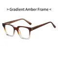 Classic square oversized glasses frame with a stylish gradient tea color finish - Gradient Tea Frame