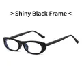 Occhiali ovali neri lucidi in stile vintage con stanghette in acetato spesso - Montatura nero lucido