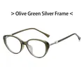 Occhiali con montatura in metallo verde oliva e argento dal design occhio di gatto - Montatura Argento Verde Oliva