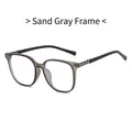 Oversized sand grey retro eyeglasses frame with silver cross metal hinge detail - Matte Grey Frame