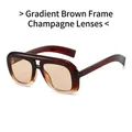 Oversized square sunglasses with gradient tea frame and champagne tinted lenses - Gradient Tea Frame Champagne Lens