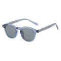 Occhiali da sole rotondi rétro con montatura blu trasparente e lenti grigio scuro - Montatura Blu Trasparente Lenti Grigie