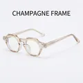 Lunettes champagne à monture géométrique en acétate et verres anti-lumière bleue - Monture Champagne