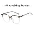 Oversized square glasses frame in gradient grey with ornate metal carved temples - Gradient Grey Frame