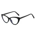 Occhiali cat-eye con montatura nero lucido, lenti anti-luce blu e cerniere a molla - Montatura nero lucido