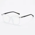 Matte transparent oversized square glasses with black temples and silver cross details - Matte Transparent Frame