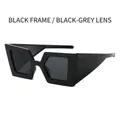 Lunettes de soleil rectangulaires modernes avec monture noire et verres gris foncé - Monture Noire Verres Noir Gris