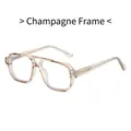 Classic champagne pilot-style TR90 glasses frame with transparent finish and metal hinges - Champagne Frame