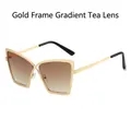 Lunettes de soleil papillon surdimensionnées monture dorée et verres dégradés thé - Monture Dorée Verres Thé Dégradé