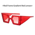 Lunettes de soleil oversize avec monture rouge transparente et verres dégradés - Monture Rouge Verres Dégradés Rouges