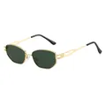 Lunettes de soleil polygonales avec monture en métal doré et verres vert foncé - Monture Dorée Verres Vert Foncé